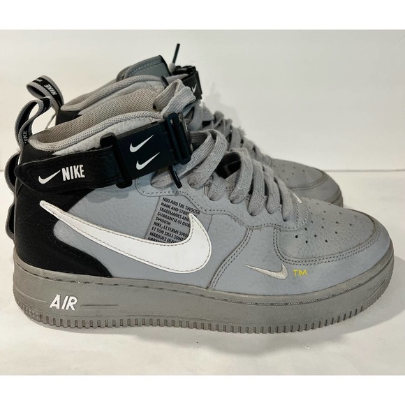 Nike Air Force 1‎ Mid Utility Wolf Grey Black size 7Y - Picture 1 of 12
